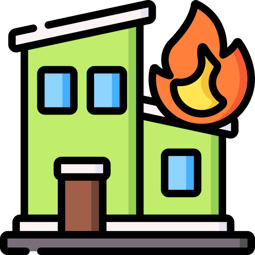 Icône de maison en feu - Assistance pour indemnités de polices privées - New All Assistance
